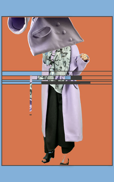 Collage of double-layered jacket in two pieces.