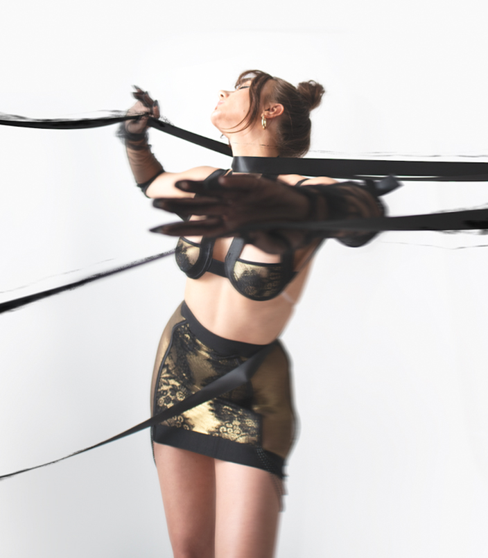 “Levels to Your Love” is a collection exploring the divine feminine & figure. Creating conversation with the woman’s body by flattering & sensual silhouettes. They appear to be barley there, adding to the tease. Using kissing lace to design opportunities for women to express their deepest desires from finger-tips to toes.
