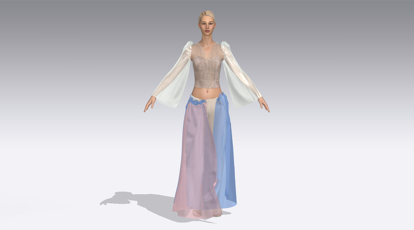 Transparent blouse and tulle dress pants