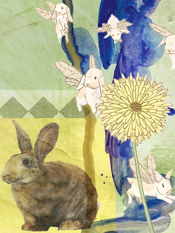  Mehee's Students Captions Mehee's Students Captions 100% 10 F12  Journal page centered around rabbits, a main sources of inspiration. My first memory is simple. In my cozy, twin-sized bed, I am staring up at this picture of rabbits, dozens of them, moving across a hilly field. This picture has hung above my bed since I can remember, and yet, I remember nothing. My brain starts moving like a video recorder’s tapes for the first time. I am thinking, thinking hard, staring up at my new rabbit friends. at first, they’re still, you know, like pictures should be. but the longer I look, they start to migrate across the frame, moving through fields of grass and flowers. My reality is growing, and everything is magic. Yes—everything is magic.  Screen reader support enabled.      		  Journal page centered around rabbits, a main sources of inspiration. My first memory is simple. In my cozy, twin-sized bed, I am staring up at this picture of rabbits, dozens of them, moving across a hilly field. This picture has hung above my bed since I can remember, and yet, I remember nothing. My brain starts moving like a video recorder’s tapes for the first time. I am thinking, thinking hard, staring up at my new rabbit friends. at first, they’re still, you know, like pictures should be. but the longer I look, they start to migrate across the frame, moving through fields of grass and flowers. My reality is growing, and everything is magic. Yes—everything is magic.  Turn on screen reader support  