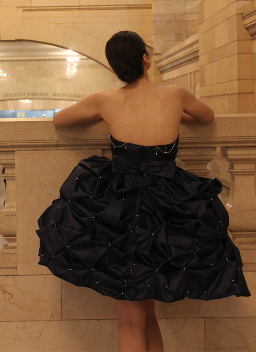 Midnight blue taffeta corset. 