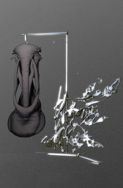 Back view skirt on abstract 3D hanger