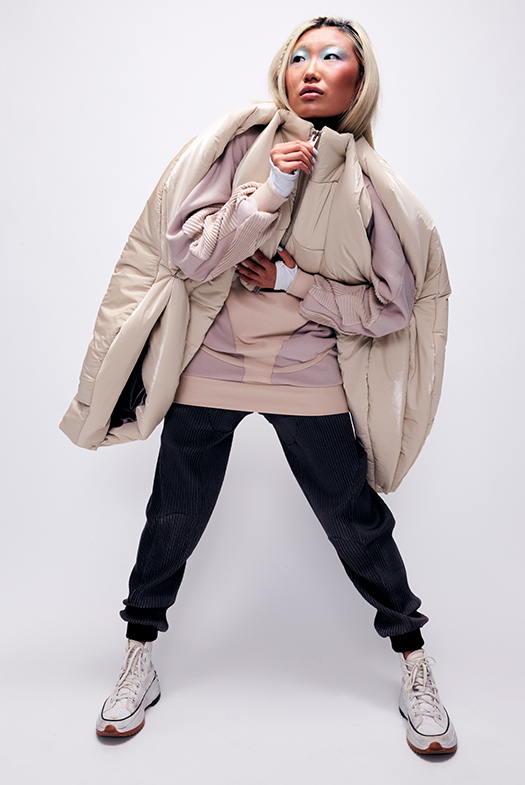 Bomber jacket with French terry hoodie and pants
