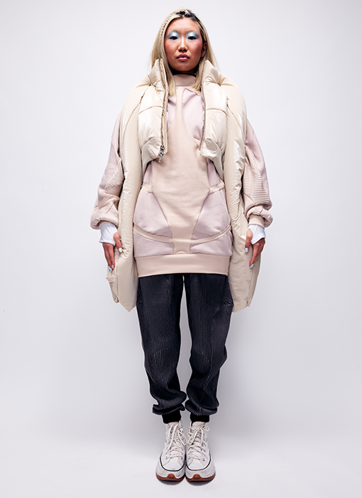 Bomber jacket with French terry hoodie and pants