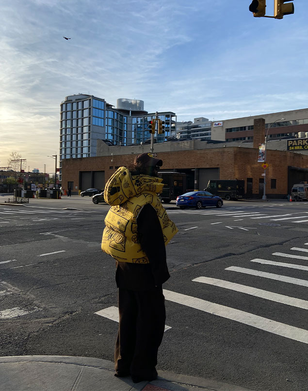 Back view of the look from a stranger's perspective